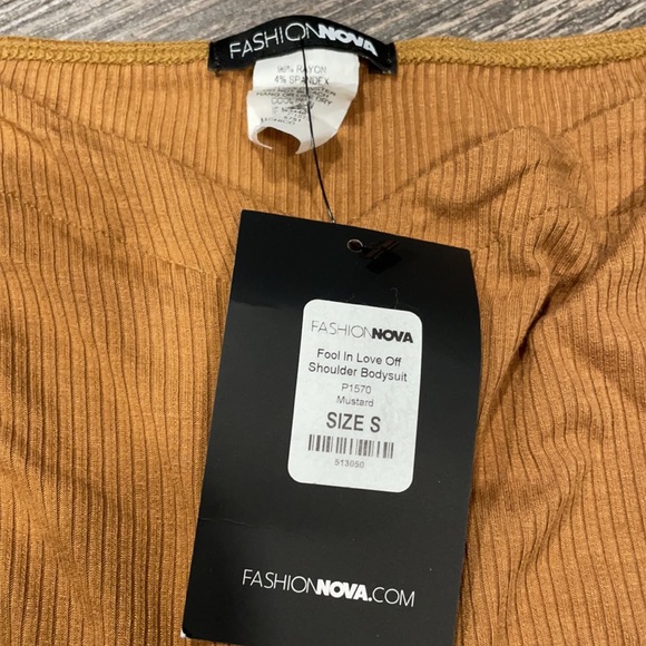 NWT Fool In Love Off Shoulder Bodysuit - Mustard - Picture 6 of 6